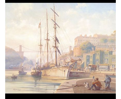 After Eric Bottomley. A framed and glazed limited edition print entitled ' Smoke & Sail ' Signed in pencil by the artist 216 