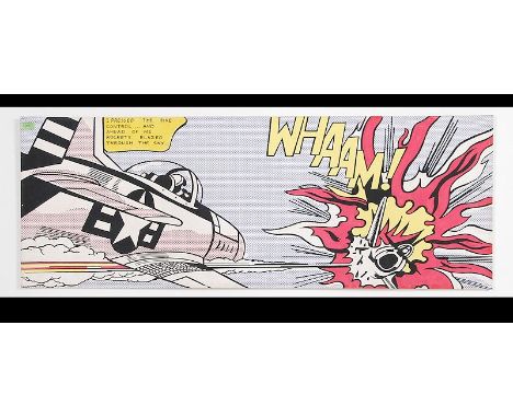 A 20th century retro pop art canvas print depicting a fighter jet. Measures 48cms high x 133cms wide.
