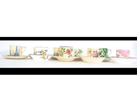 A set of 9 coffee cans and saucers of various makers to include Royal Cauldon, Bristol, Crown Devon , Crown Staffordshire etc