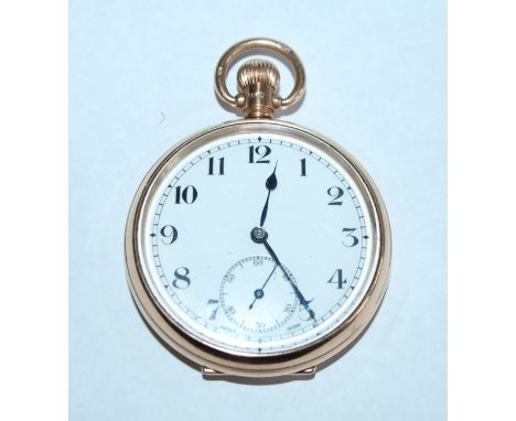 An early 20th century hallmarked 9ct gold open faced pocket watch marked 9ct / 375, Maker AL.D. The inset movement marked CYM