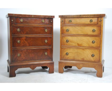 A pair of George 3rd revival mahogany bachelors chest of drawers, each with fold over tops having brass handles to the drawer