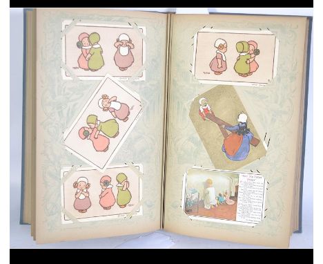 Postcard Album; An Edwardian postcard album, filled with Edwardian postcards - all artist type, many Chinese / oriental in th