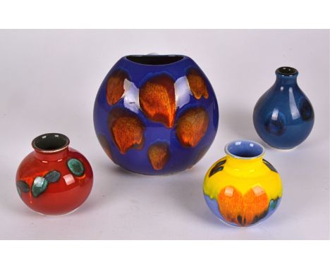 A Poole Pottery ovoid vase from the Living Glaze range,  height 19cm, together with three smaller Poole Pottery vases, two ov