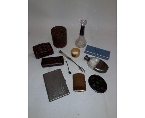 Victorian and Later Items Including a Silver Collared Scent Bottle, various items including a cut crystal scent bottle with u