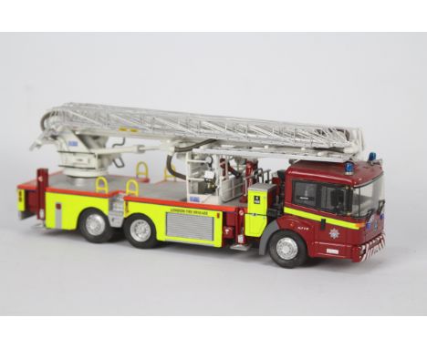 Fire Brigade Models - A built kit model Mercedes Benz Econic Magirus Aerial Ladder Platform Fire Engine in 1:48 scale in Lond