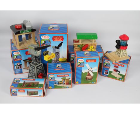 Thomas &amp; Friends, Wooden train track accessories - A collection of 7 boxed track buildings/accessories. The lot includes: