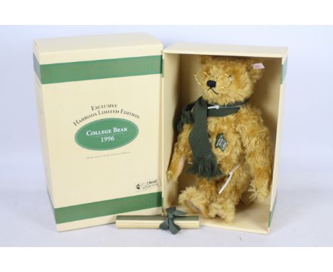 Steiff College Bear 1996 Exclusive Harrods Limited Edition of 2,000 pieces - A 44cm tall fully jointed mohair bear. Fitted wi