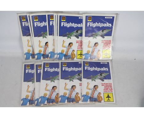 Airfix - 15 unopened 1970s Airfix Flightpaks pre cut card model kits, 5 Concorde, 5 Harrier and 5 Jet Trainer. They are unsol