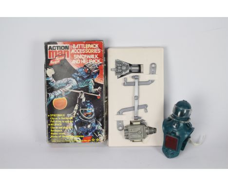Palitoy, Action Man - A boxed Palitoy Action Man Space Ranger ' Battlepack Accessories - Spacewalk &amp; Helipack'; together 
