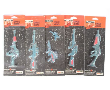 Palitoy, Action Man - Five vintage carded Action Man Space Ranger 'Space Arms'. Items appear Mint and are sealed on cards. Ca
