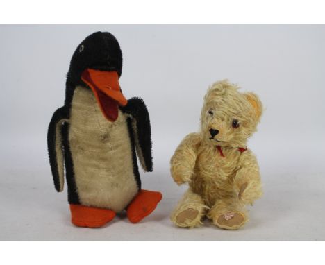 Tara Toys - A Penguin and a Teddy Bear made by Tara Toys in Ireland, they are both 29 cm tall and the Bear has jointed arms a