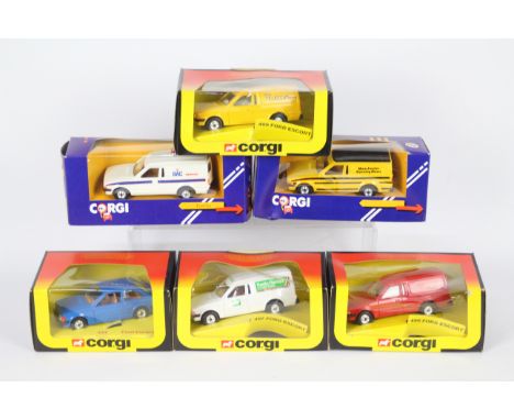 Corgi - 6 boxed Ford Escort and Escort Van models including Manchester Evening News van, British Telecom van with ladder # 49
