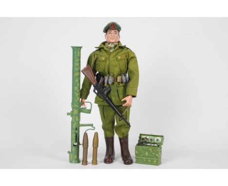 Palitoy, Action Man - A vintage Palitoy Action Man brown painted head figure in American Green Beret outfit. The hard hand fi