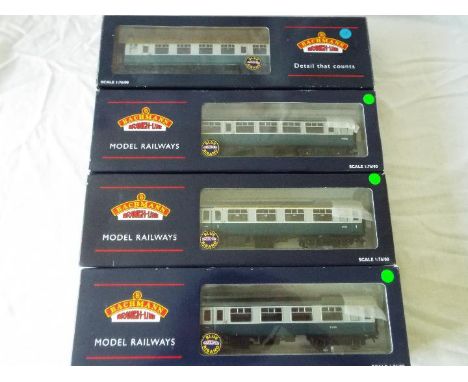Bachmann Blue Riband - five OO gauge Mark 1 and Mark 2 blue and grey corridor coaches (various) all appear mint in m or nm wi