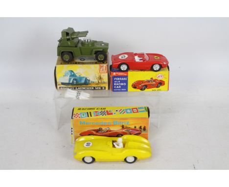 Lucky Toys - Merehall # KF - 3 boxed Hong Kong made plastic models, Ferrari 2L5 Racing Car # 170, a Mercedes Benz Racing Car 