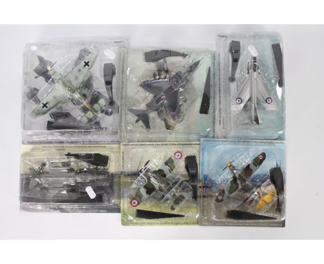 Amercom - 6 x blister-packed die-cast model aeroplanes - Lot includes a 1:100 scale 1969 BAC Lightning F6, a 1:72 scale 1941 