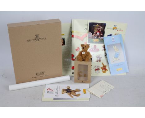 Steiff - A boxed miniature mohair 'Annual Gift 2002' bear - The antique look brown bear has plastic eyes, wool felt paws and 