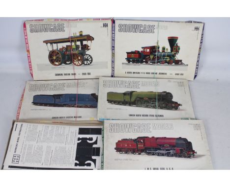 Harris Edge - Showcase Models - 5 vintage printed card locomotive model kits, Flying Scotsman, Mallard, Royal Scot, an Americ