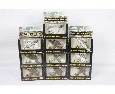 Corgi - 10 x boxed Corgi 'Fighting Machines' die-cast model aeroplanes - Lot includes a #CS90132 'Battle of Britain' Messersc