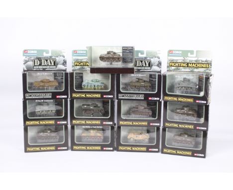 Corgi - 13 x boxed Corgi 'Fighting Machines' die-cast models - Lot includes a #CS90075 M4 US Army Sherman Tank, a #CS90377 M3