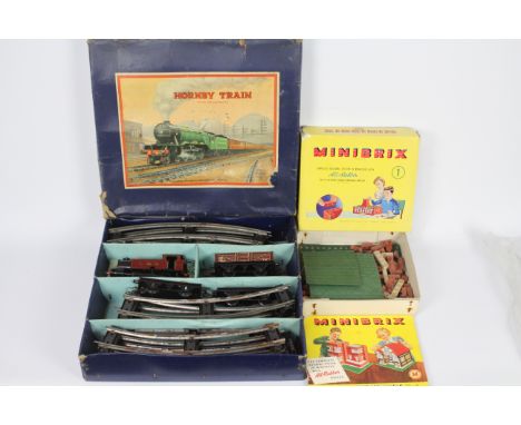 Hornby - Minibrix - A boxed Hornby Tank Goods Set # 201 in O gauge. The loco appears in Good condition with light wear, the k