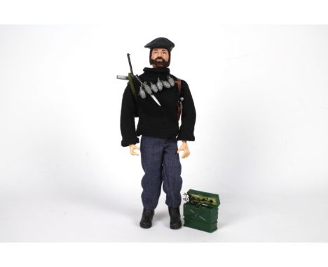 Palitoy, Action Man - A vintage Palitoy French Resistance Fighter figure. The black bearded flock haired, hard hands figure, 