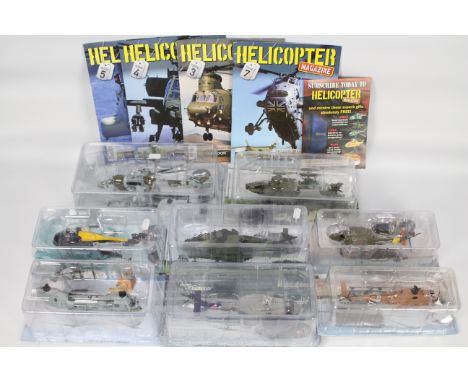 Amercom - 8 x blister-packed die-cast model helicopters and 5 x helicopter magazines - Lot includes a 1:72 scale 2003 Boeing 
