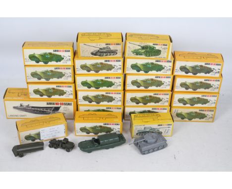Airfix - 21 boxed military models in OO scale including Centurion Tank # 1663, D.U.K.W. # 1692, Landing Craft # 1658 and simi