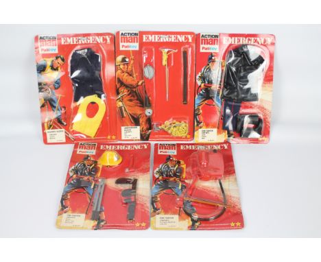 Palitoy, Action Man - Five vintage carded Action Man 'Emergency' accessory sets. Lot consists of #34514 Fire Fighter; #34511 