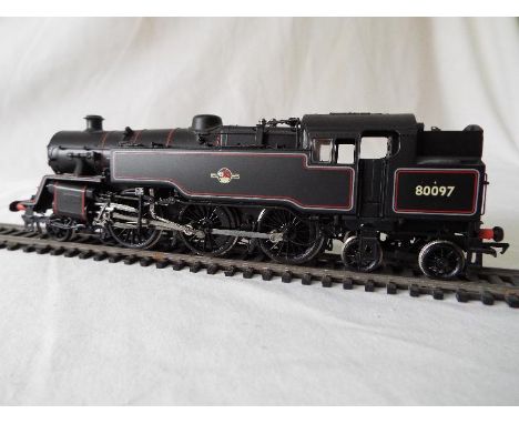 Bachmann - an OO gauge standard class 4MT 2-6-4T tank locomotive, op no 80097, BR black livery with late crest, # 32-351, app