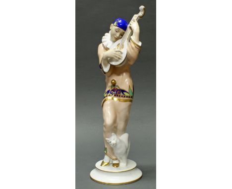 Porzellanfigur, "Pierrot mit Katze (Aschermittwoch)", Rosenthal, Selb, Bavaria, 2. Wahl, Modellnummer K 1040/2, Malersignatur