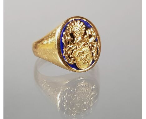 Ring, Lapislazuli, mit aufgesetztem reliefierten Wappen, GG 750, 11 g, RM 20