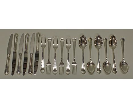 6 Gabeln, 6 Messer, 6 Esslöffel, Silber 925, Robbe &amp;amp; Berking, Alt-Chippendale, zus. ca. 840 g (ohne Messer)