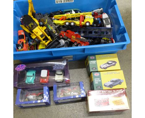 Die-cast model vehicles, some boxed including Great British Buses 