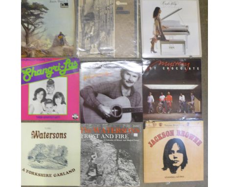 Folk and Soul LP records; Joan Baez, John Renbourne, Bob Dylan, Jackson Browne, etc. 