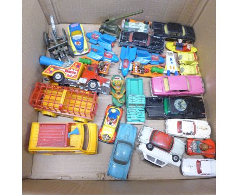 A collection of die-cast model vehicles, mainly Corgi, including TV characters 