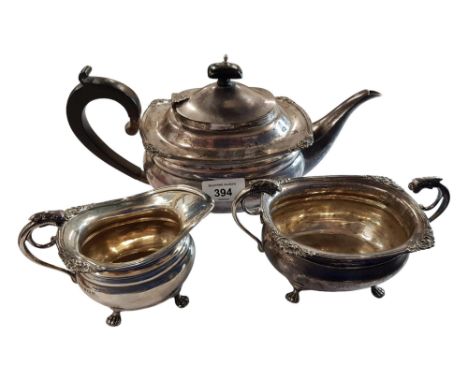 3 PIECE SILVER TEA SERVICE BIRMINGHAM 1915 CIRCA 970G 