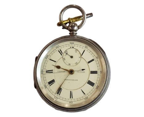 ANTIQUE SILVER CASED CENTER SWEEP CHRONOMETER POCKET WATCH 