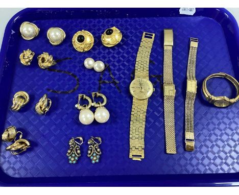 A Small Collection of Gilt Coloured Wristwatches, to include Rotary 21 Jewels Incabloc, Regency 17 Jewels, Montine 2000 etc, 