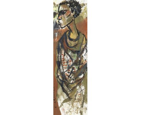 Alexander 'Skunder' Boghossian (Ethiopian, 1937-2003)Portrait of a man in profile ink and gouache on paper32 x 24cm (12 5/8 x