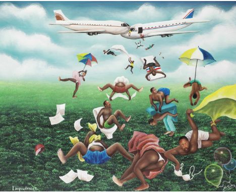 Camille-Pierre Pambu Bodo (Democratic Republic of Congo, 1953-2015)L'imprudence, collision d'avions signed and dated 'Art Bod