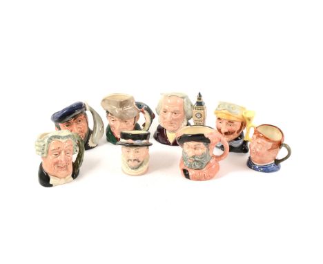 A Collection of Royal Doulton character jugs, of small size, together with a Beefeater Gin pourer, (26). (Qty: 26)