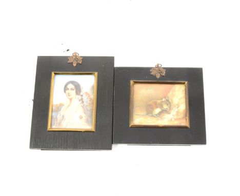 A L Kay, miniature of a mouse, and a portrait miniature. (2)