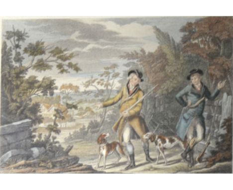 After Thomas Gainsborough, The Evening Walk, modern colour print, 70cm x 50cm; reproduction map of Northamptonshire; large co