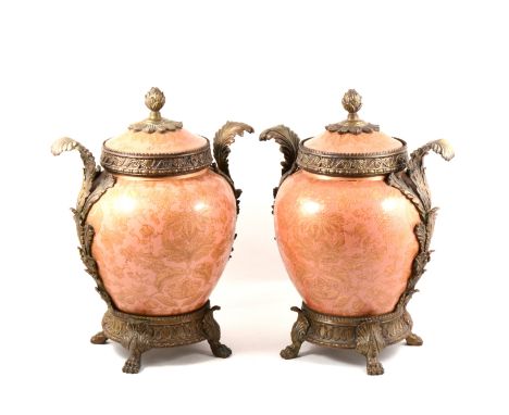 Pair of French-style ceramic and gilt mounted vases and covers, 44cm, by Wong Lee.