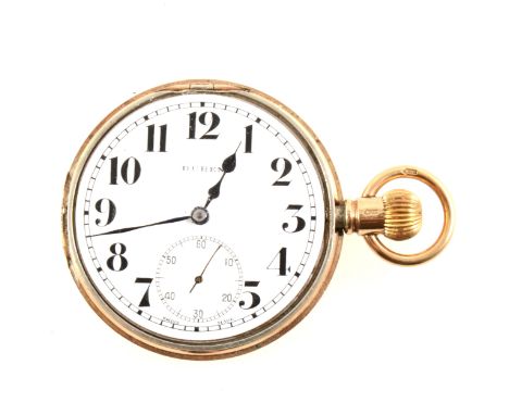 A 9 carat yellow gold demi hunter pocket watch, white enamel dial named Buren with a subsidiary seconds dial in a 9 carat yel