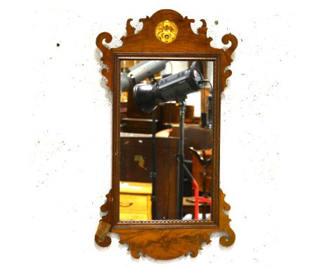 Mahogany Chippendale style pier glass, rectangular plate, fret-carved outlines, 79cm x 46cm.