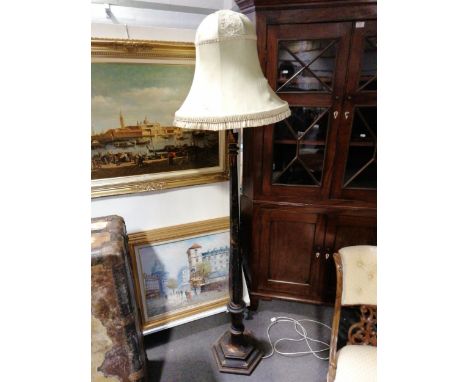 A painted chinoiserie standard lamp, hexagonal base, 153cm excluding shade.