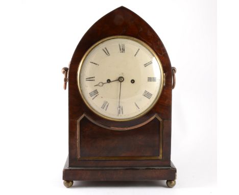 Jn Farmer, Oxford Street George III mahogany lancet bracket clock, white enamel dial, double fusee movement striking on a bel