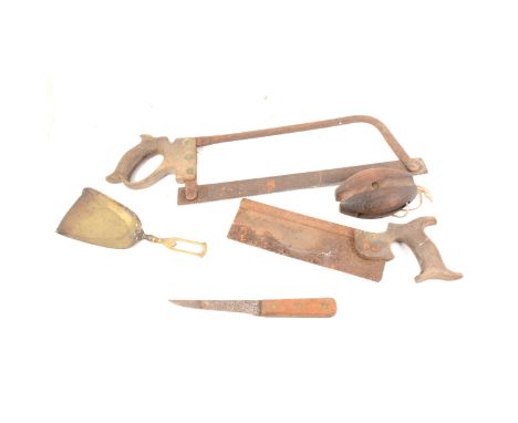 A small collection of tools, weights, butter pats etc.